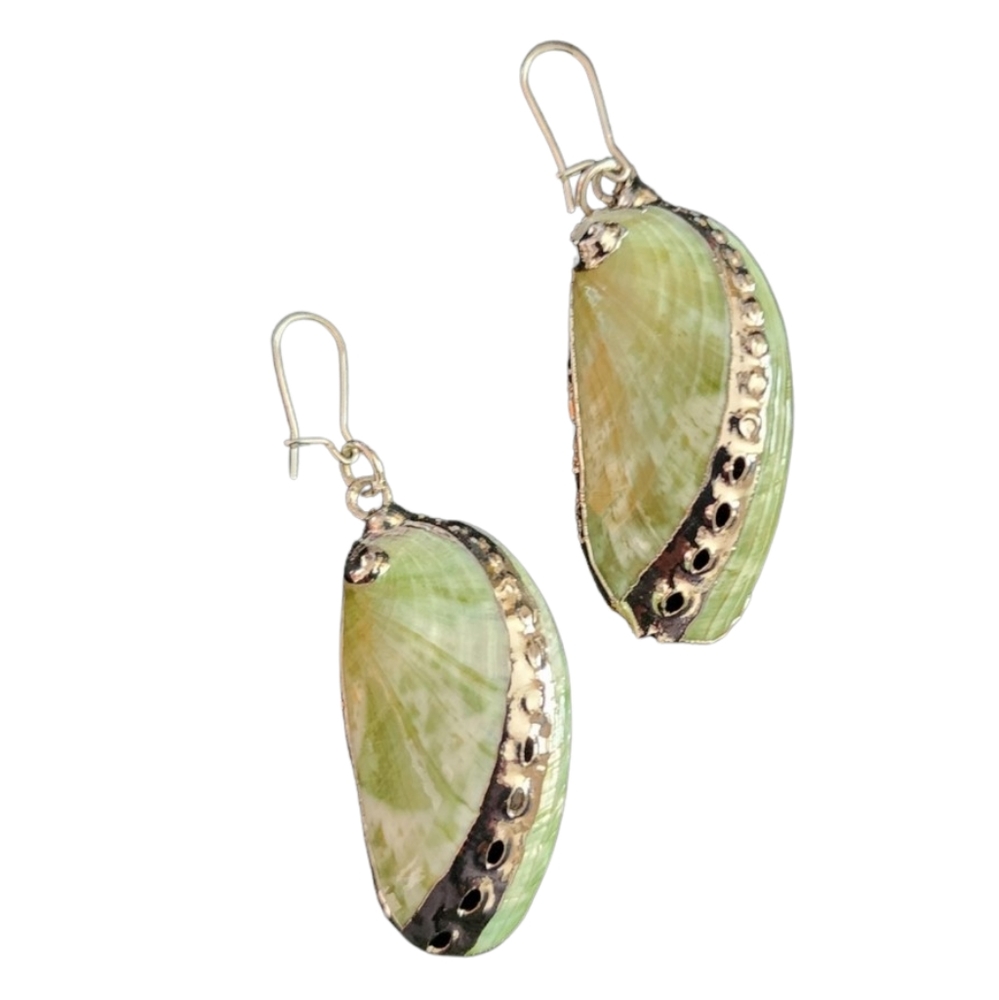 NWOT Handcrafted‎ Green Abalone Shell Earrings